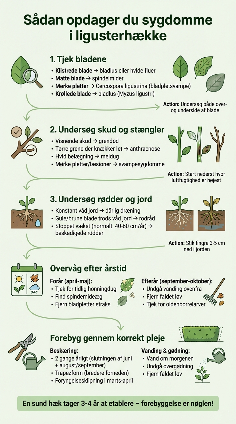 5 trin til at opdage sygdomme i ligusterhække