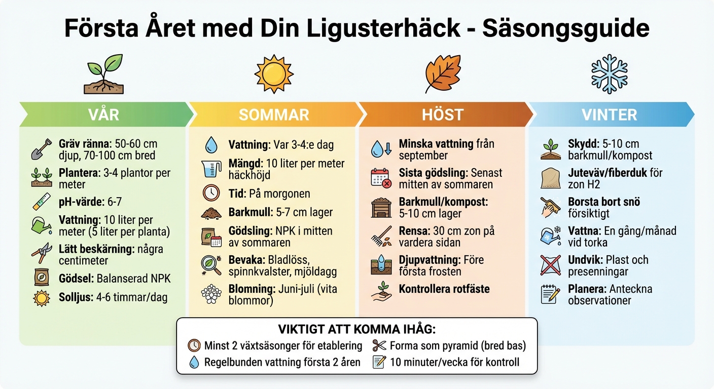Årlig skötselkalender för ligusterhäck - steg för steg guide