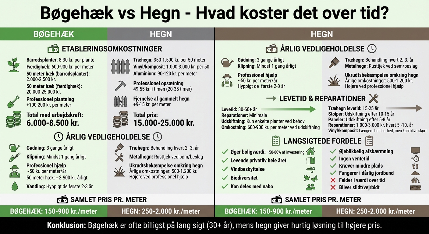 Bøgehæk vs hegn: Sammenligning af omkostninger og levetid