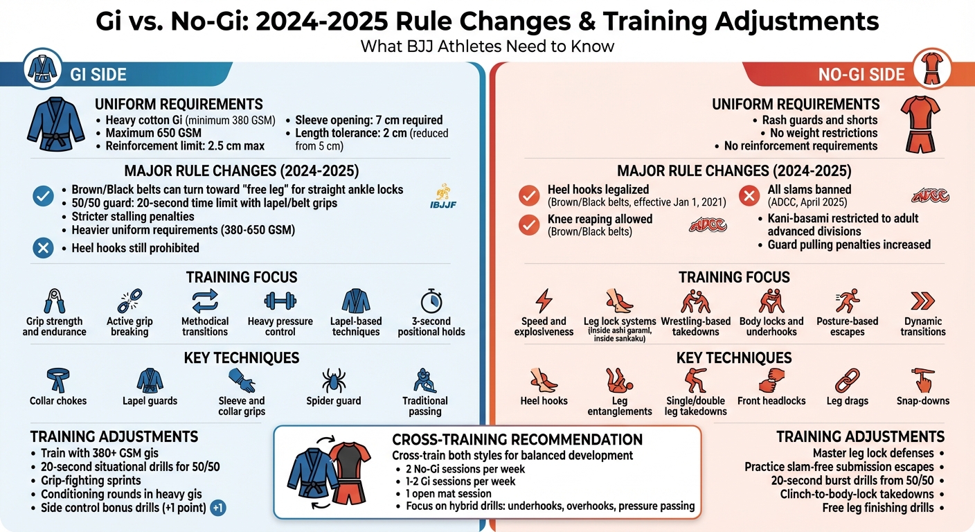 Gi vs No-Gi BJJ Training: 2024-2025 Rule Changes and Key Differences