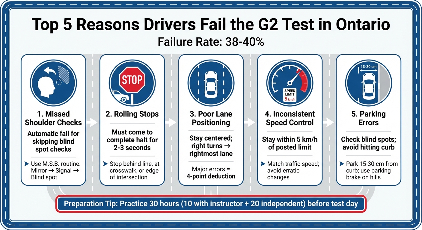 Top 5 Reasons Drivers Fail the G2 Test in Ontario