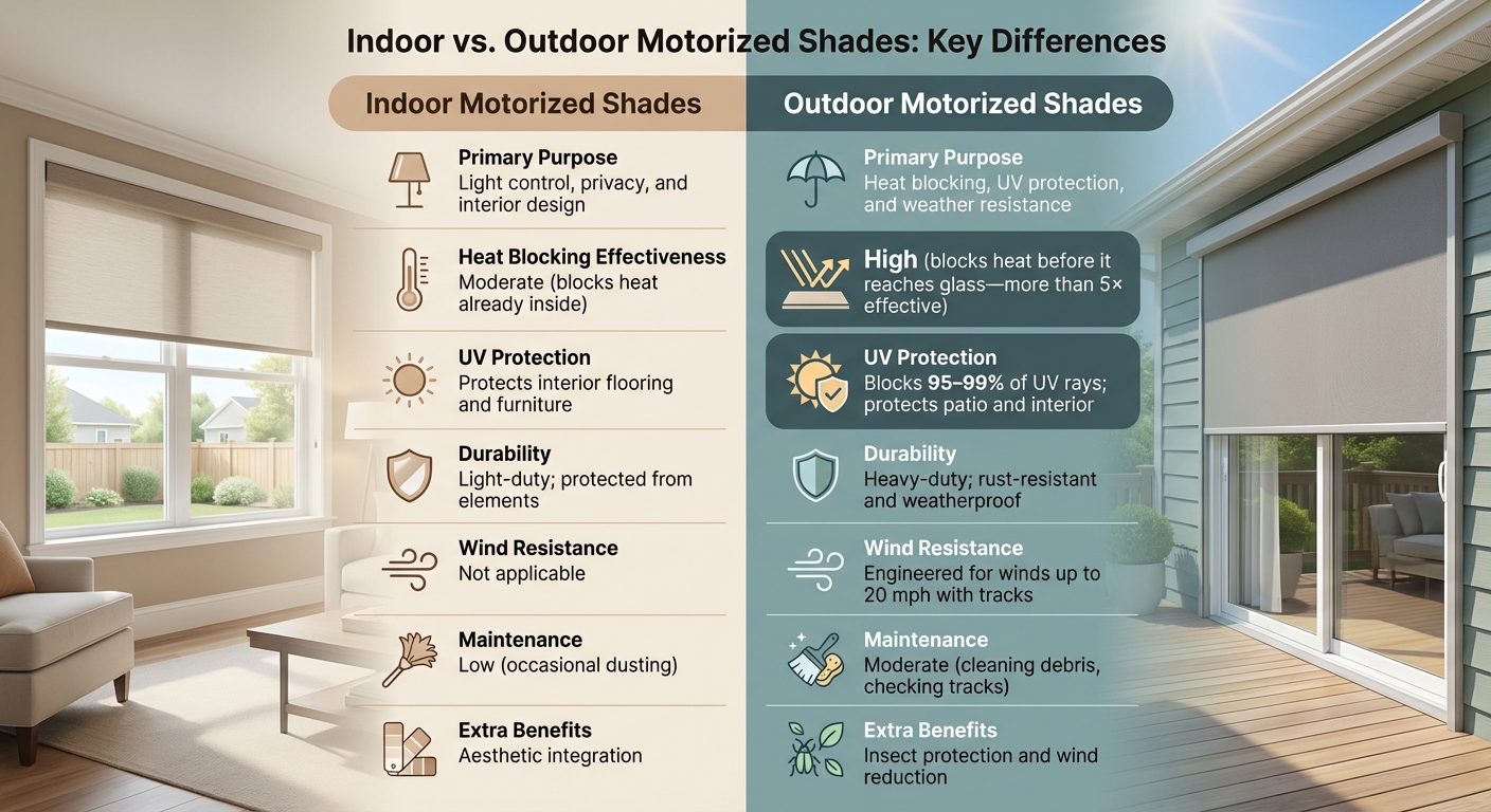 Indoor vs Outdoor Motorized Shades Comparison Chart