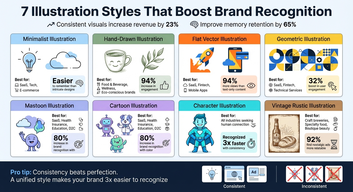 7 Illustration Styles for Brand Recognition: Visual Comparison Guide