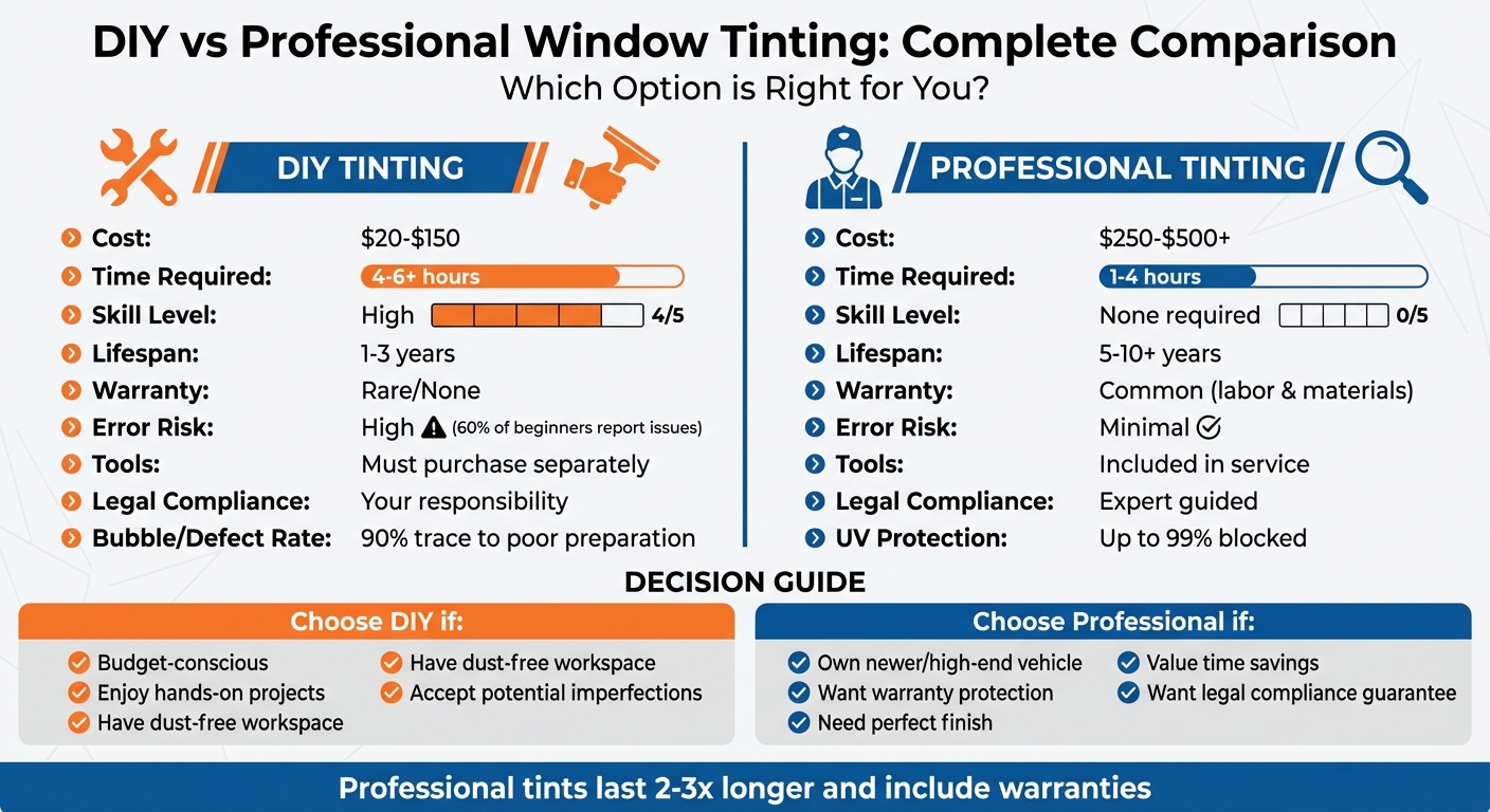 DIY vs Professional Window Tinting: Cost, Time, and Quality Comparison