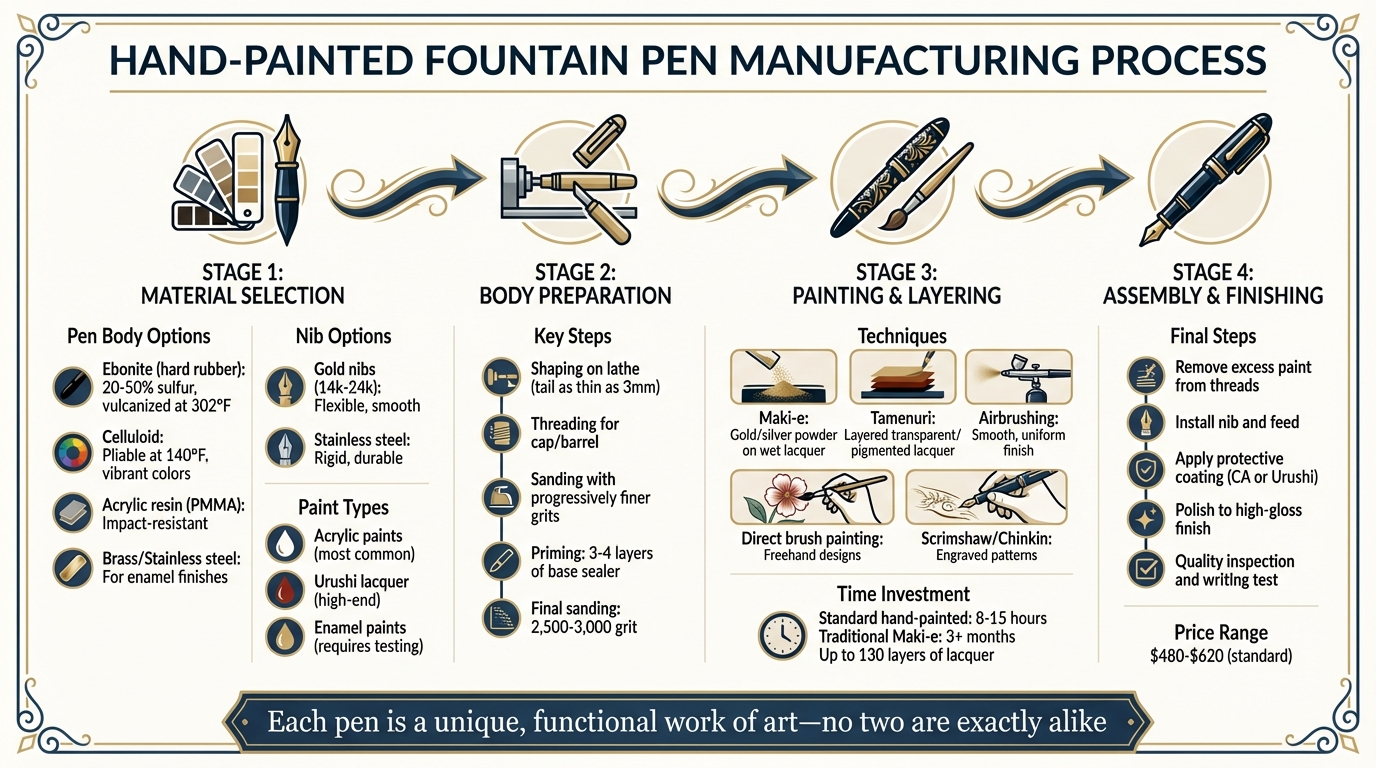 Hand-Painted Fountain Pen Manufacturing Process: 4 Key Stages