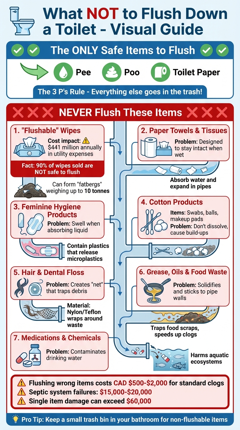 Items Never to Flush Down Your Toilet - Quick Reference Guide