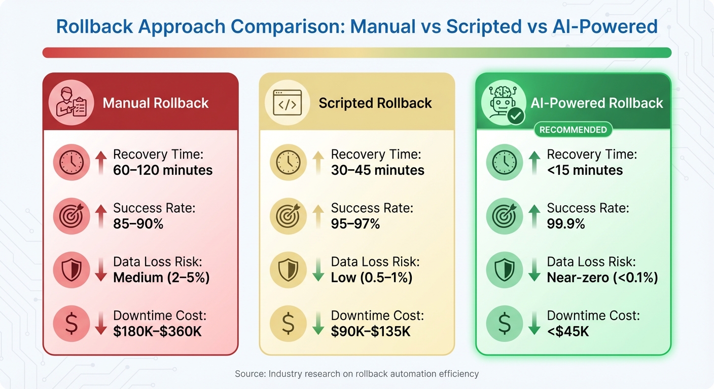 Manual vs Scripted vs AI-Powered Rollback Comparison: Recovery Time, Success Rate, and Costs