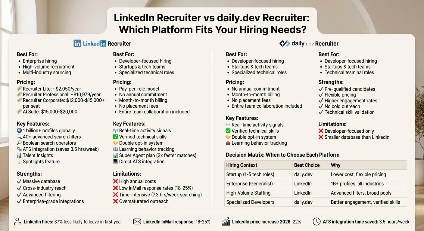 LinkedIn Recruiter vs daily.dev Recruiter: Feature and Pricing Comparison