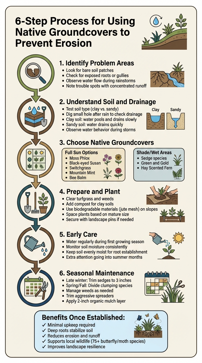 6-Step Process for Using Native Groundcovers to Prevent Erosion