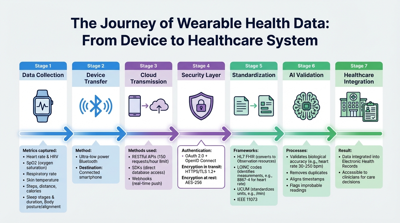 How Wearable Health Data Flows from Device to Healthcare System