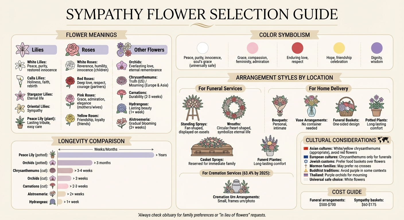 Sympathy Flower Meanings and Color Guide: Choosing the Right Flowers for Funerals