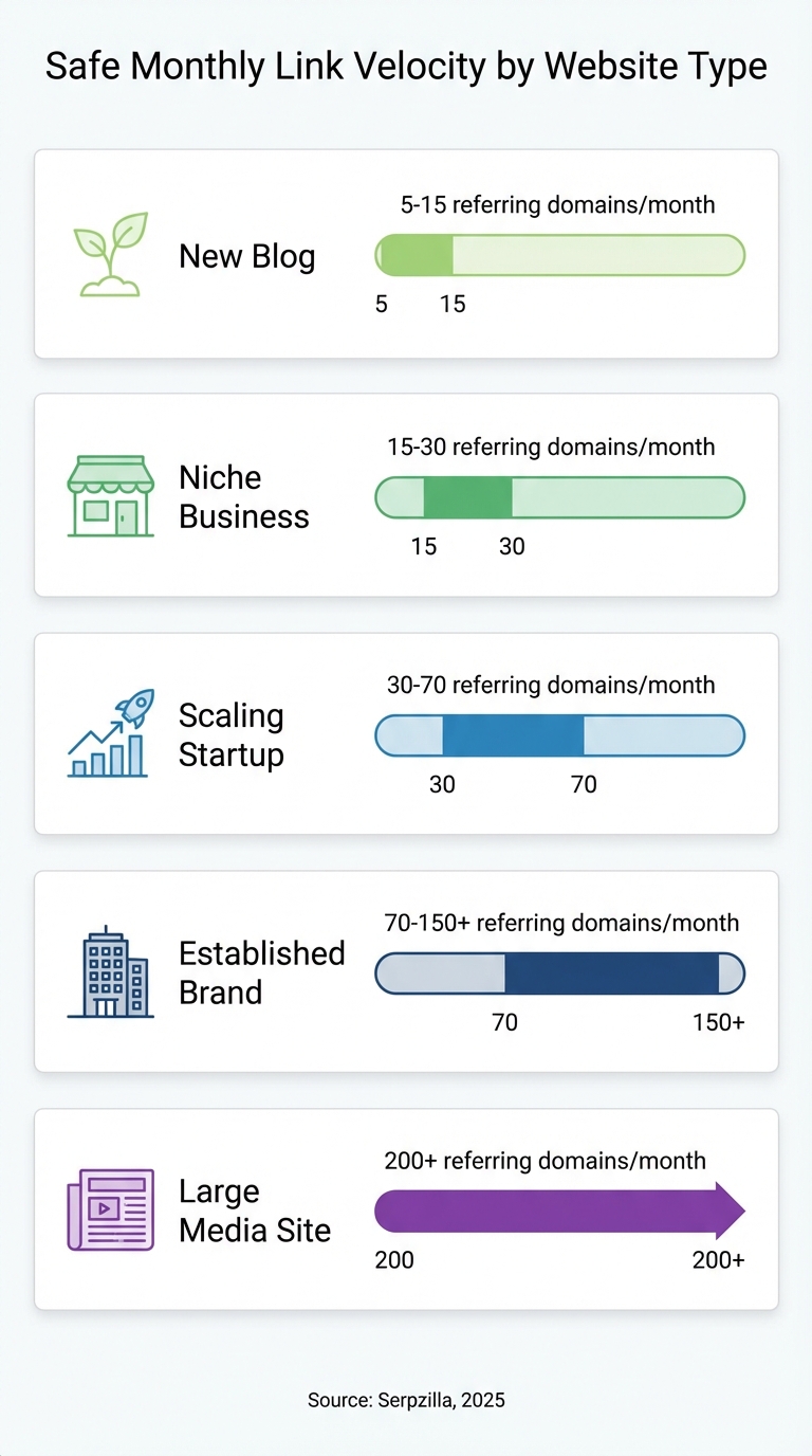 Safe Monthly Link Velocity Benchmarks by Website Type