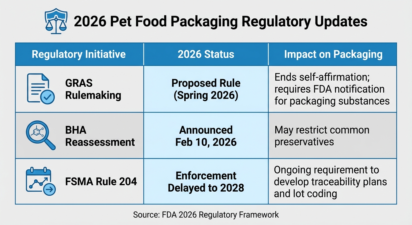 2026 Pet Food Packaging Regulatory Updates: GRAS, BHA, and FSMA Rule 204