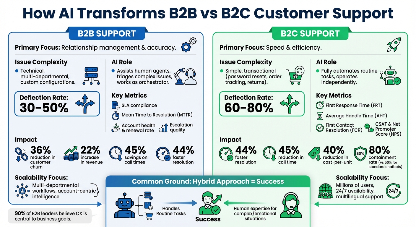B2B vs B2C AI Customer Support: Key Differences in Focus, Metrics, and Implementation