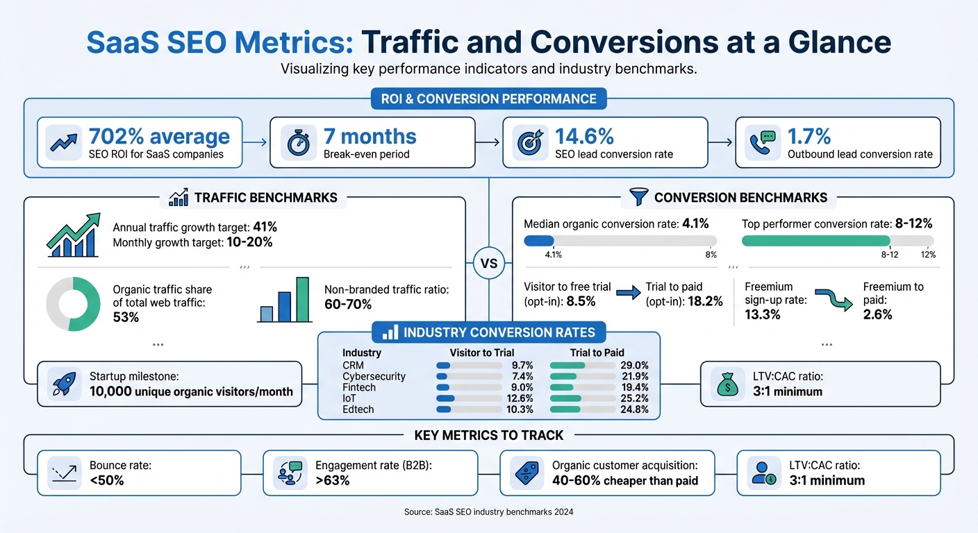 SaaS SEO Performance Metrics and Conversion Benchmarks