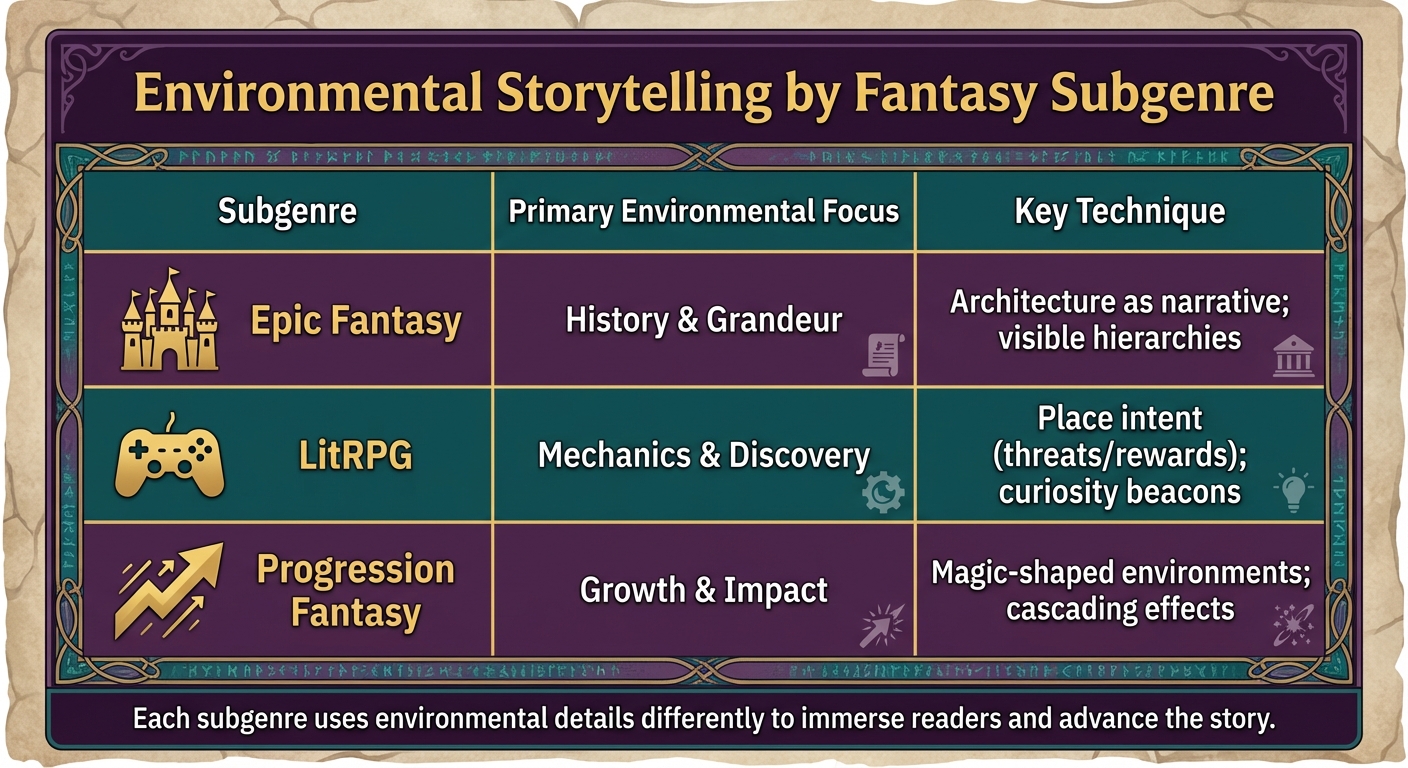 Environmental Storytelling Techniques by Fantasy Subgenre