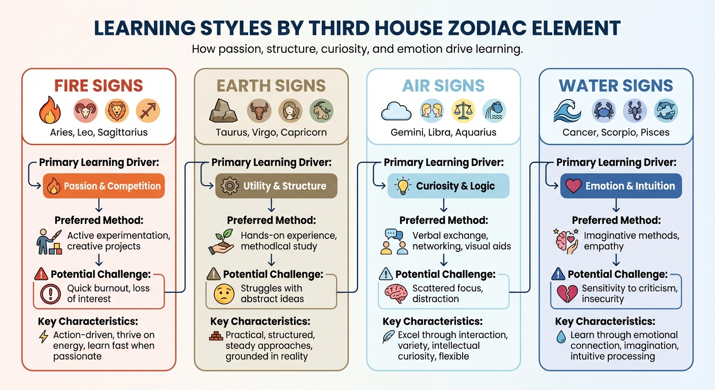 Learning Styles by Third House Zodiac Sign Elements