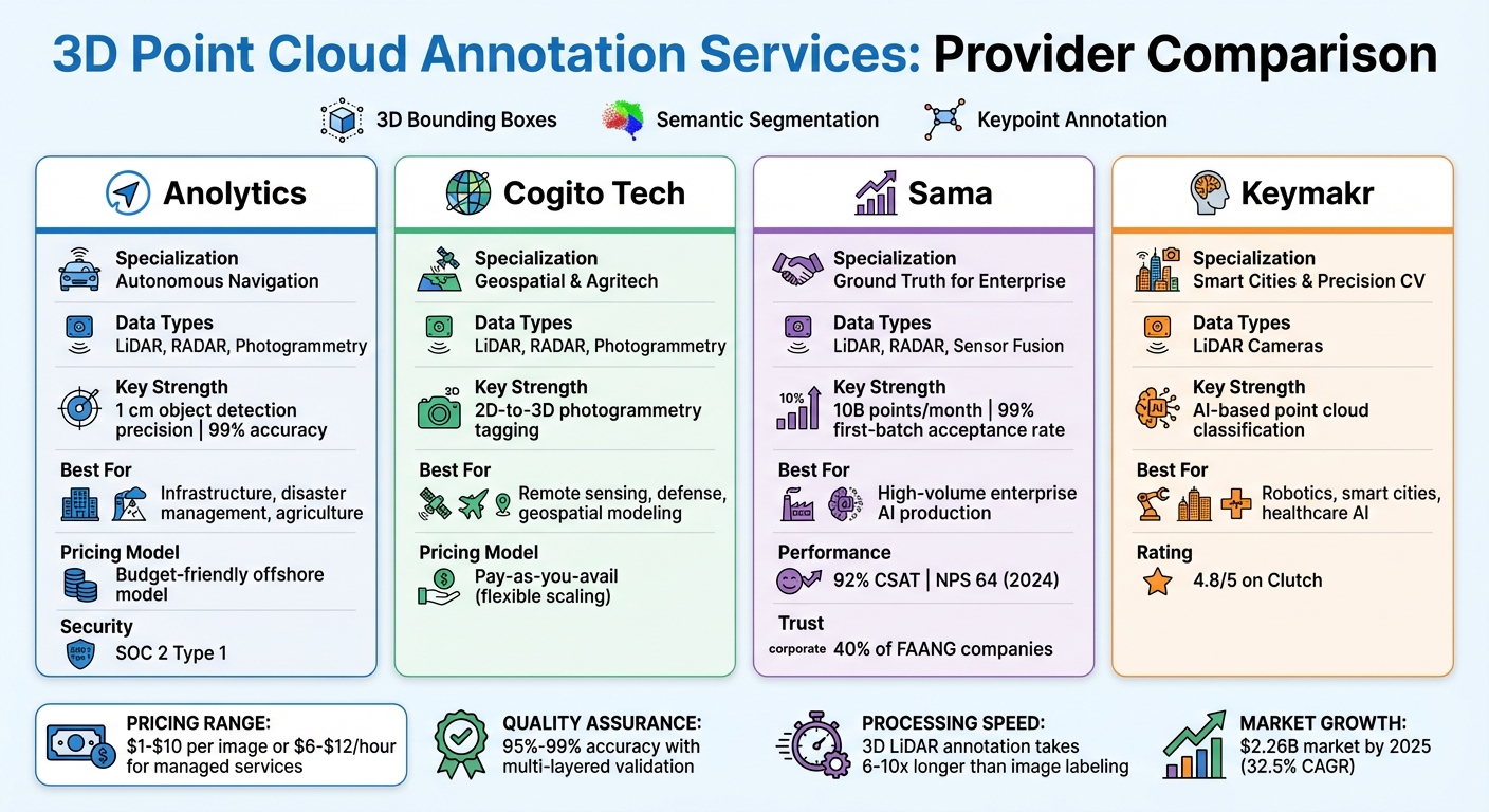3D Point Cloud Annotation Service Providers Comparison Chart