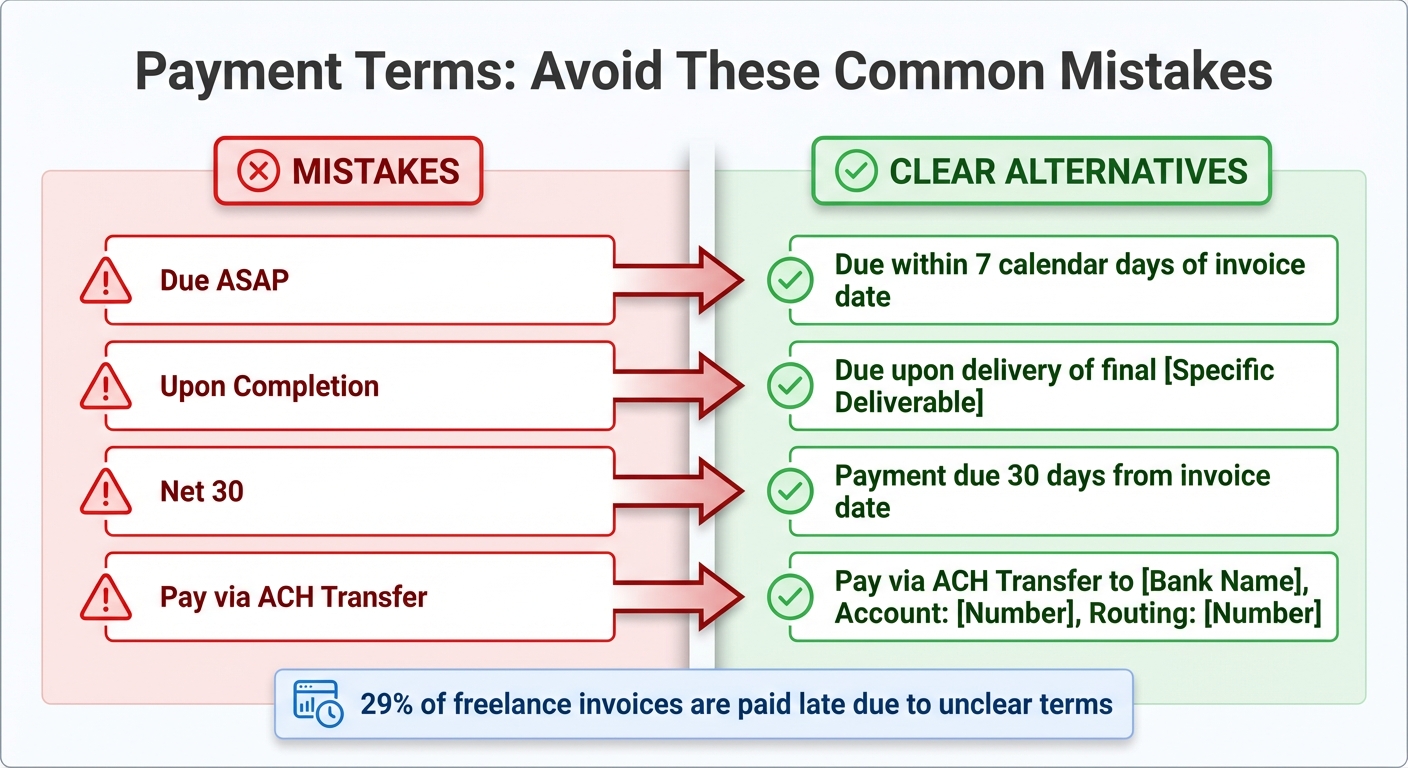 Common Payment Term Mistakes vs Clear Alternatives for Freelance Contracts
