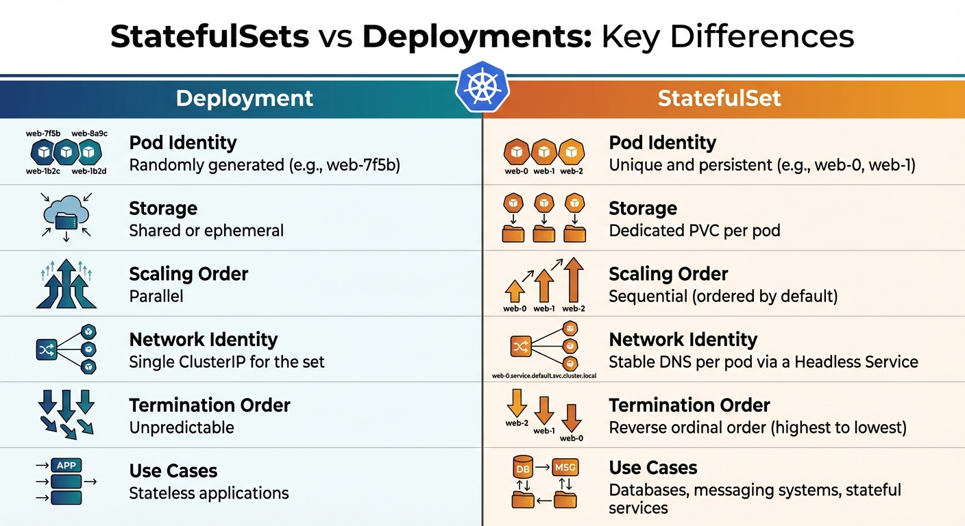 StatefulSets vs Deployments in Kubernetes: Key Differences