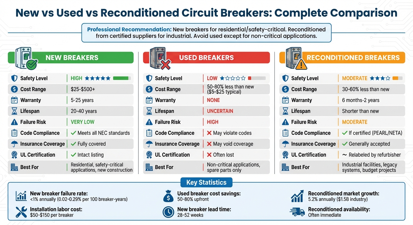 New vs Used vs Reconditioned Circuit Breakers Comparison Chart