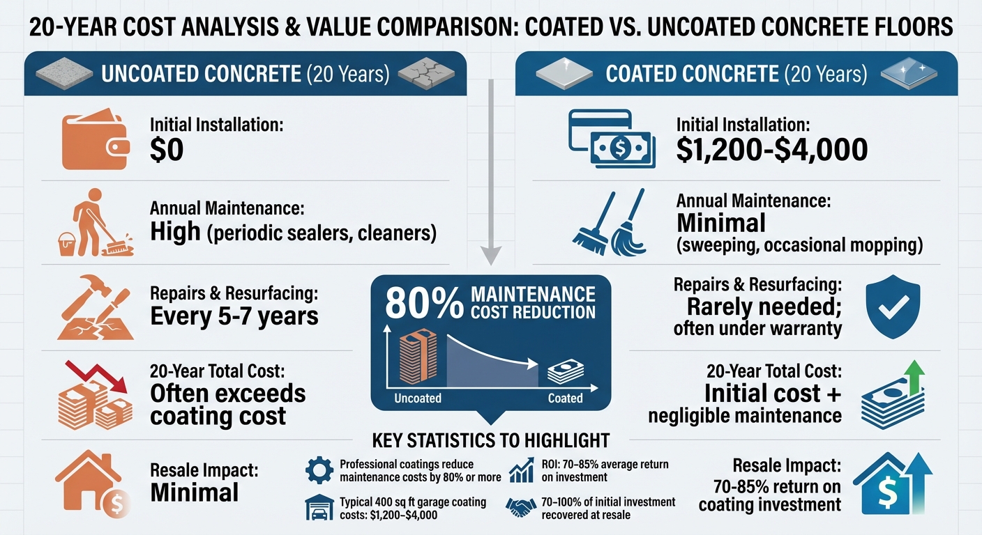 Does Concrete Coating Add Home Value? 5 20-Year Cost Comparison: Coated Vs Uncoated Concrete Floors