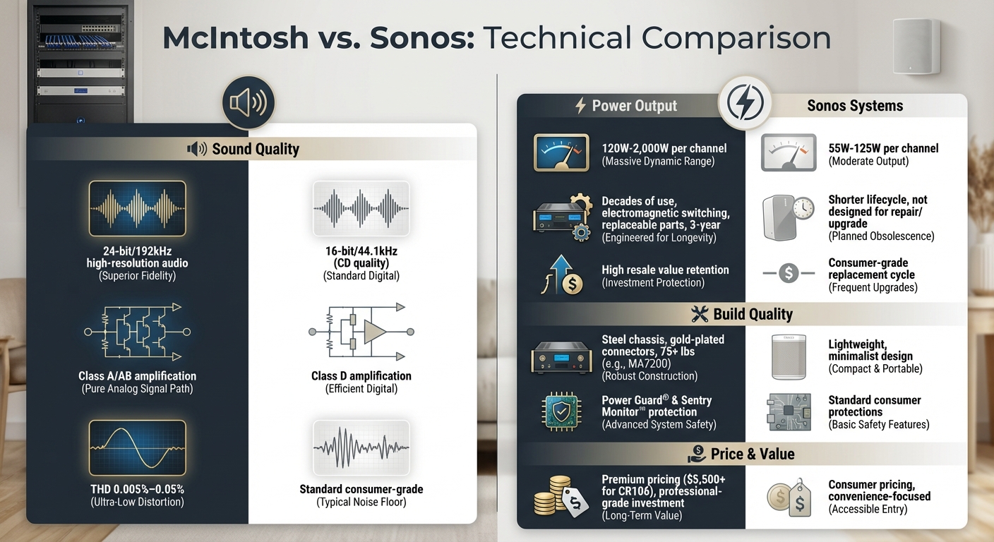 McIntosh vs Sonos Amplifiers: Technical Specifications Comparison