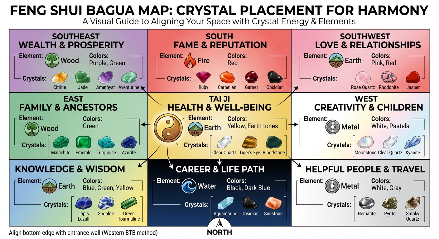 Feng Shui Bagua Map Crystal Placement Guide by Zone
