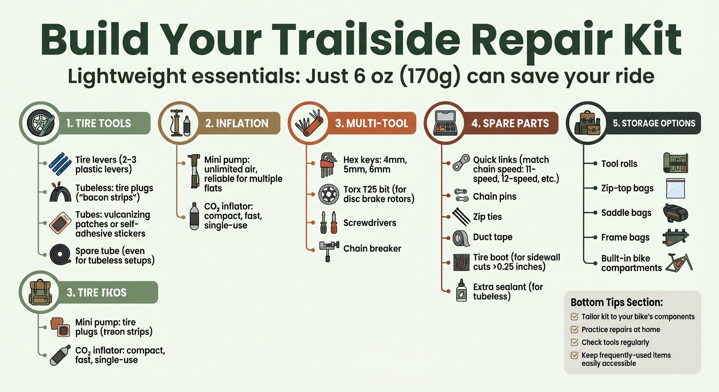 Essential Mountain Bike Trailside Repair Kit Checklist