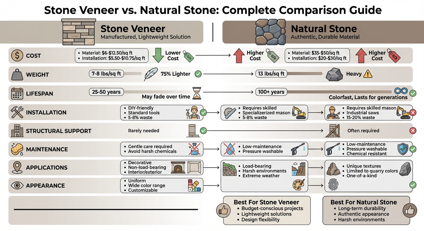 Stone Veneer vs Natural Stone Comparison Chart