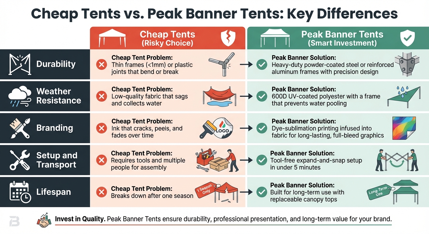 Cheap vs Professional 10x10 Custom Tents Comparison
