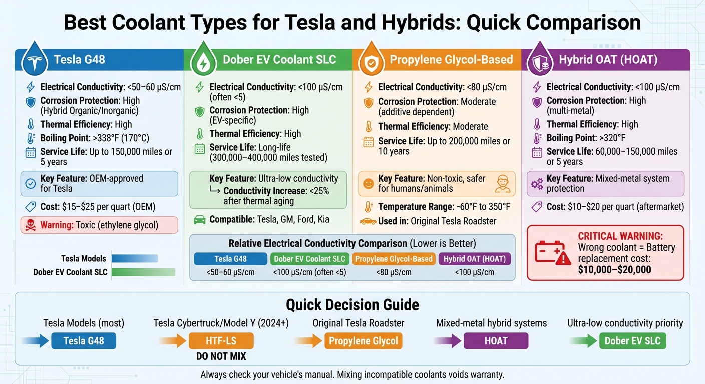 EV Coolant Types Comparison Chart: Conductivity, Protection & Service Life