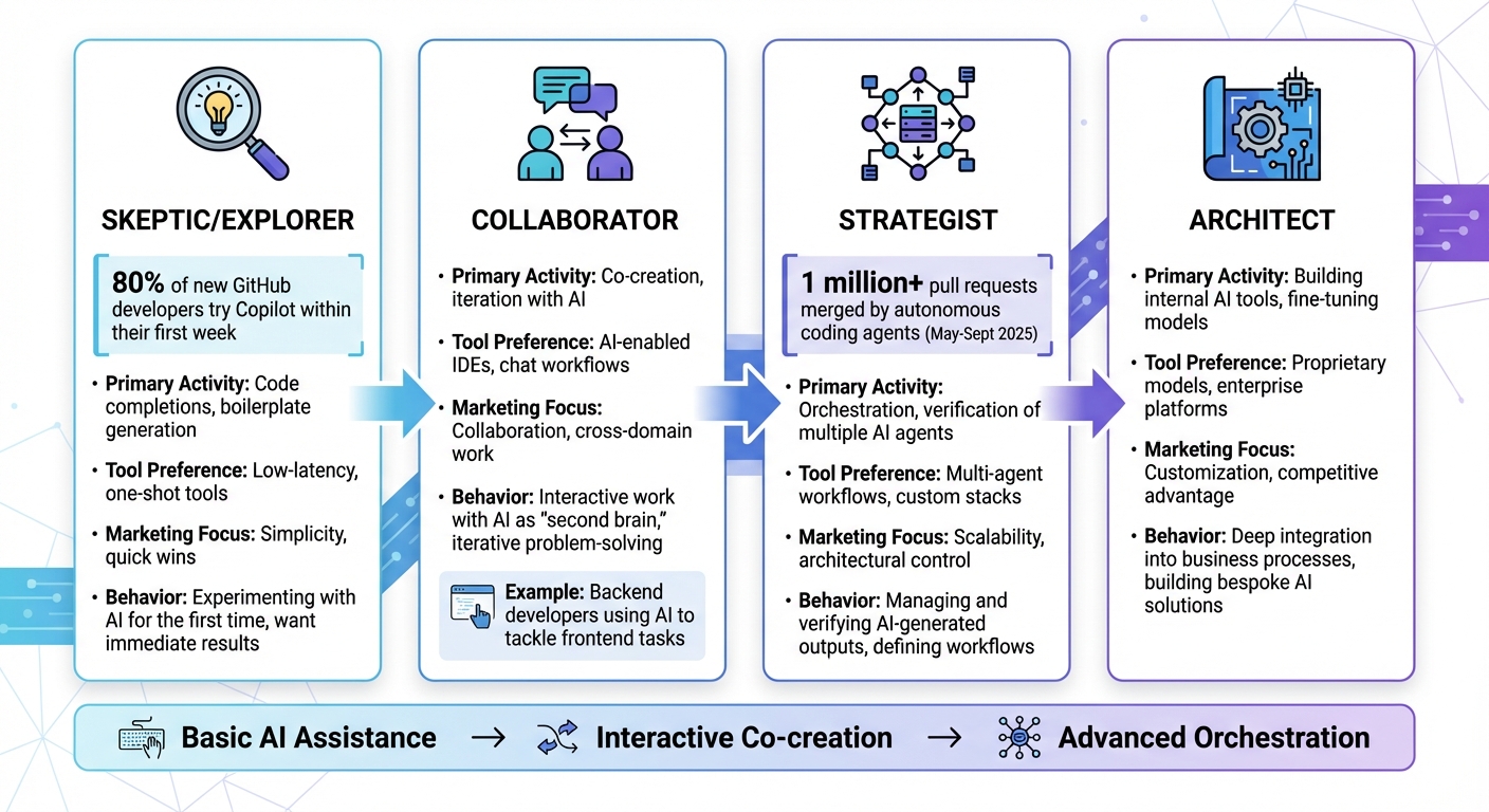 GitHub Developer Maturity Arc: Four Stages of AI Tool Adoption