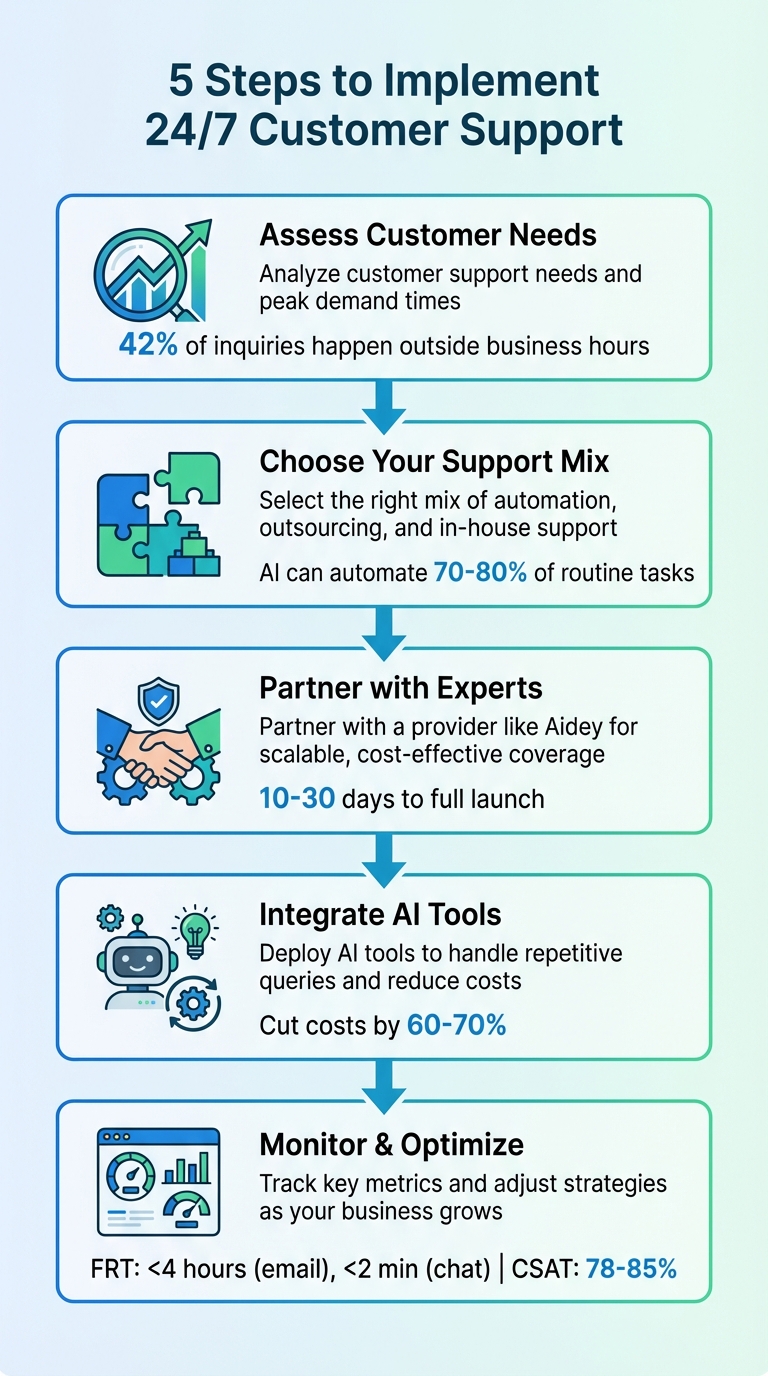 5-Step Implementation Guide for 24/7 Customer Support