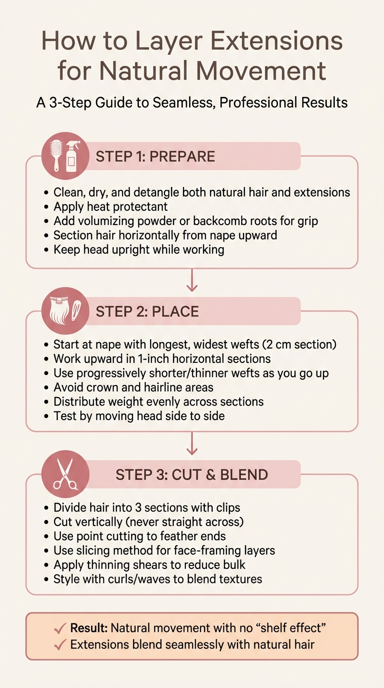 3-Step Process for Layering Hair Extensions Naturally