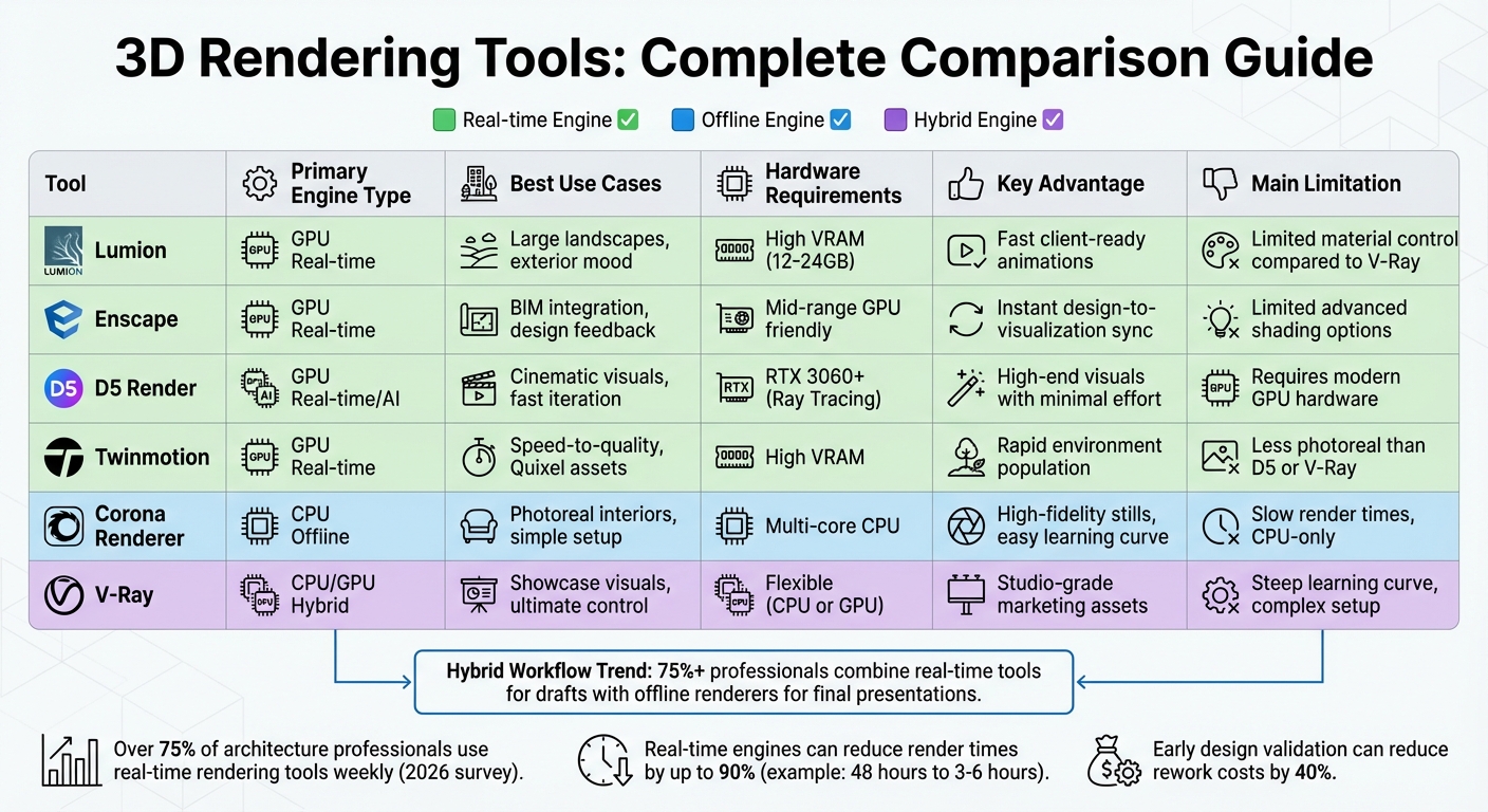 3D Rendering Tools Comparison: Features, Hardware Requirements, and Best Use Cases