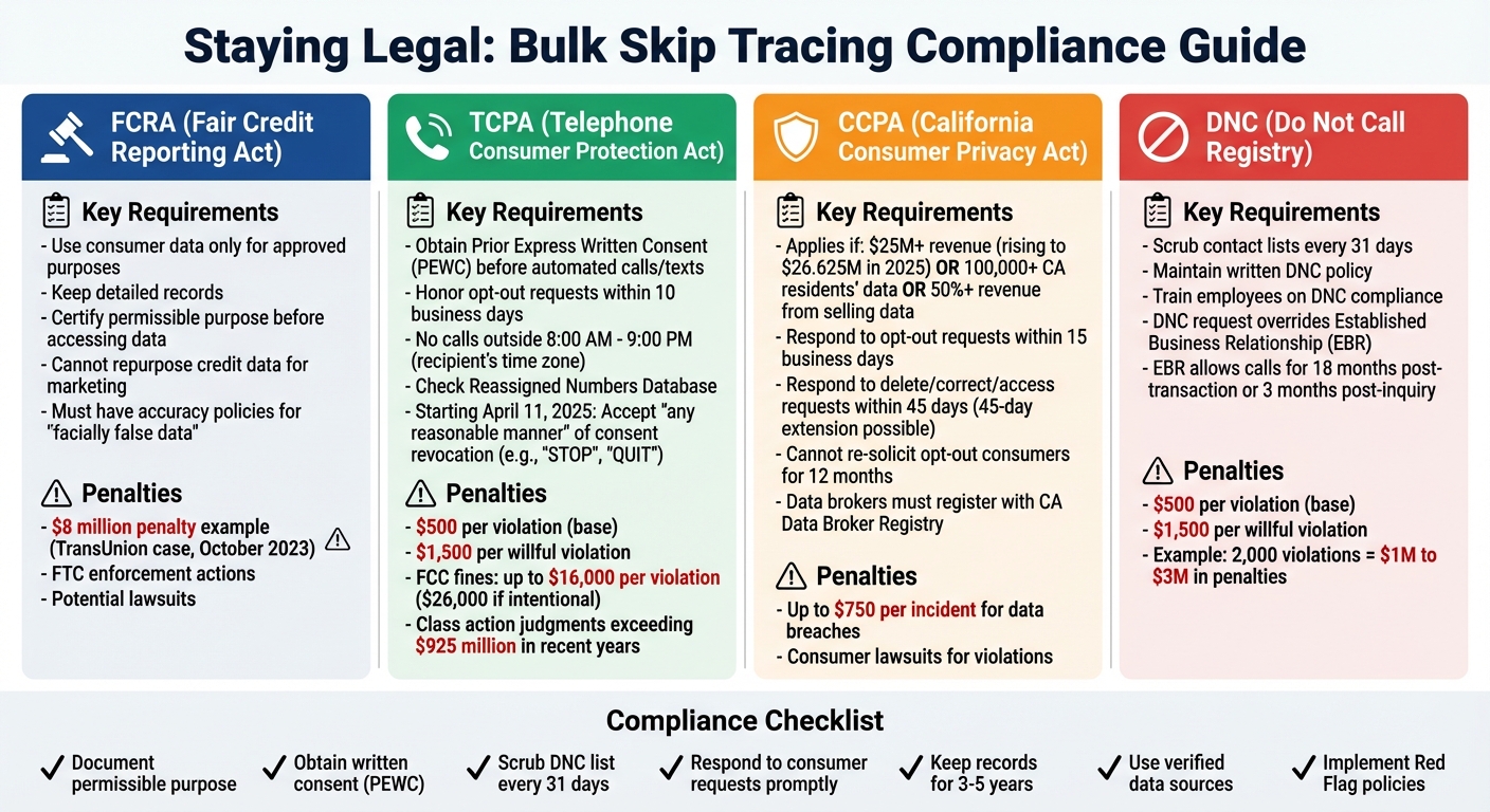 Legal Requirements and Penalties for Bulk Skip Tracing Compliance