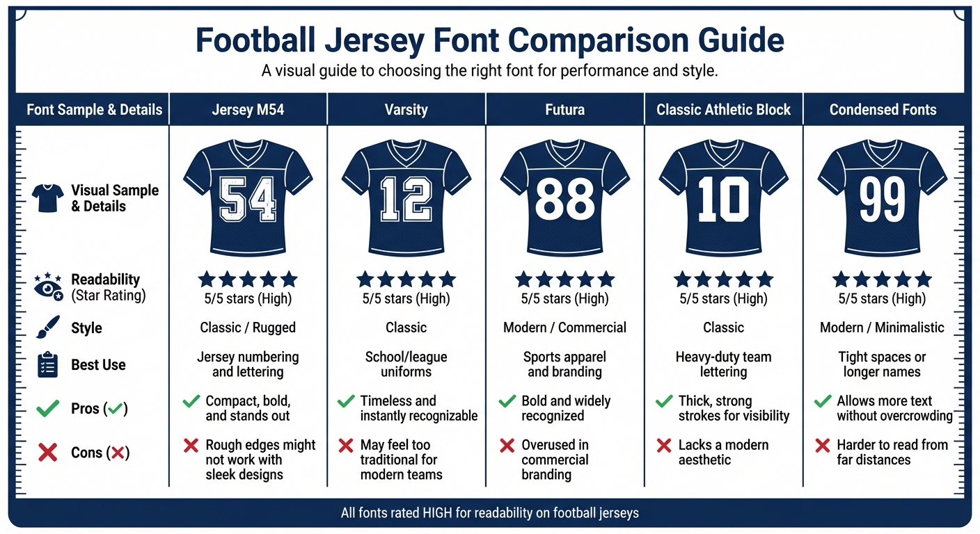 Football Jersey Font Comparison: Readability, Style and Best Use Cases