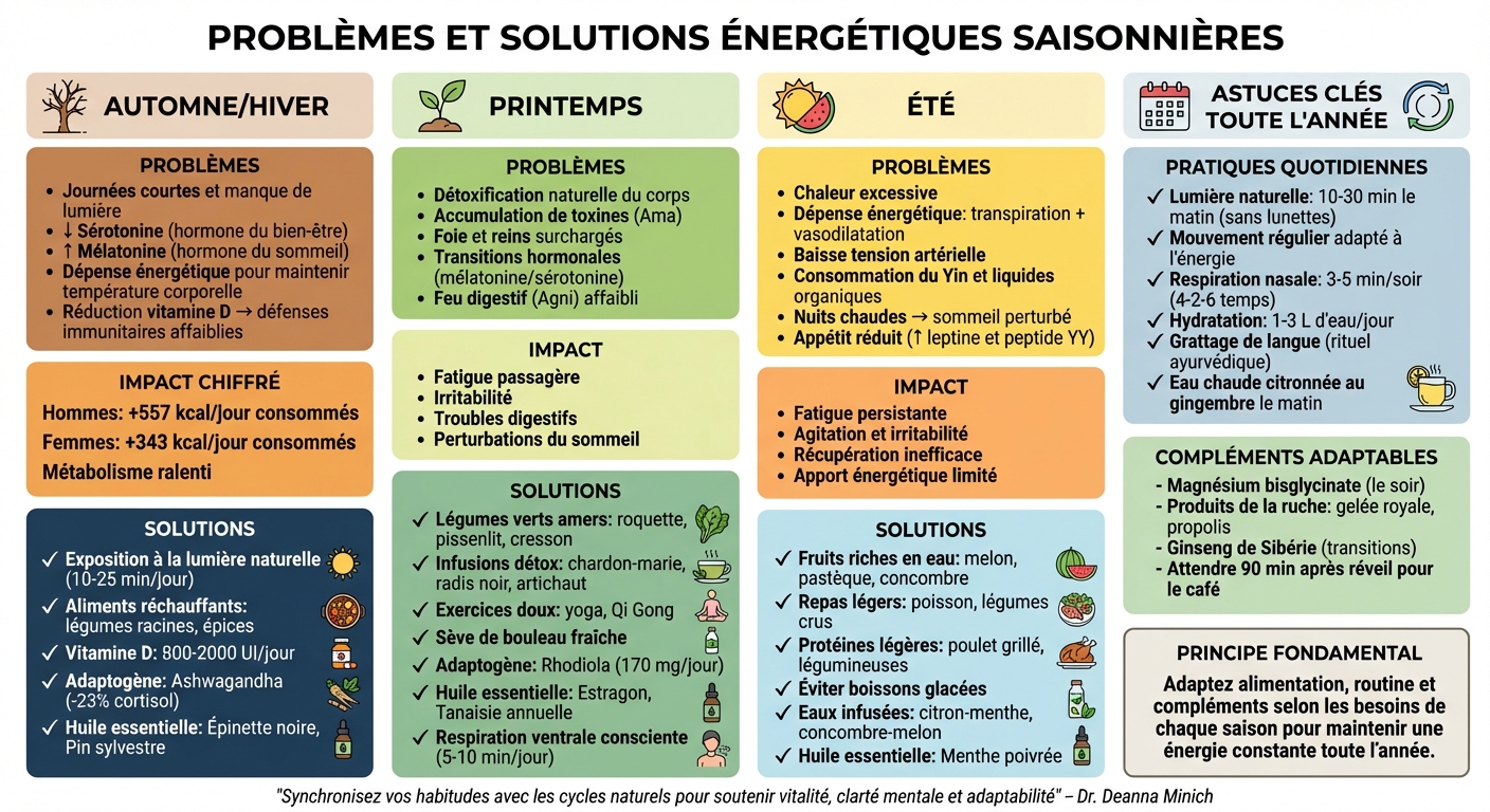Guide saisonnier : problèmes énergétiques et solutions naturelles par saison
