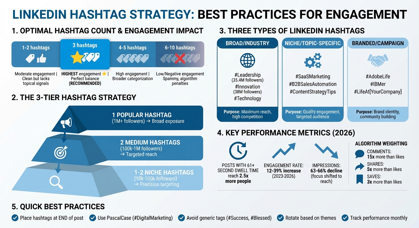 LinkedIn Hashtag Strategy Guide: Types, Numbers, and Performance Impact