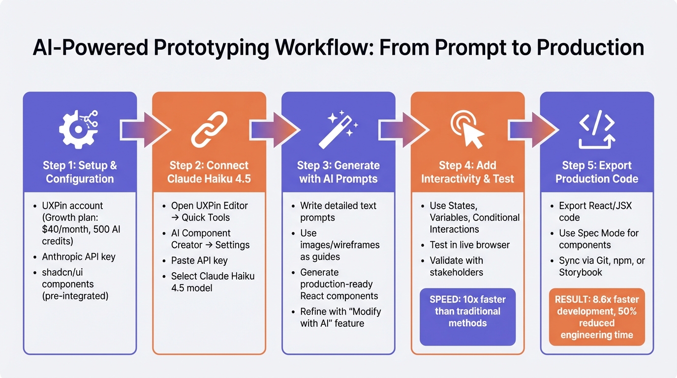 Claude Haiku 4.5 and UXPin Merge Prototyping Workflow: 5-Step Process
