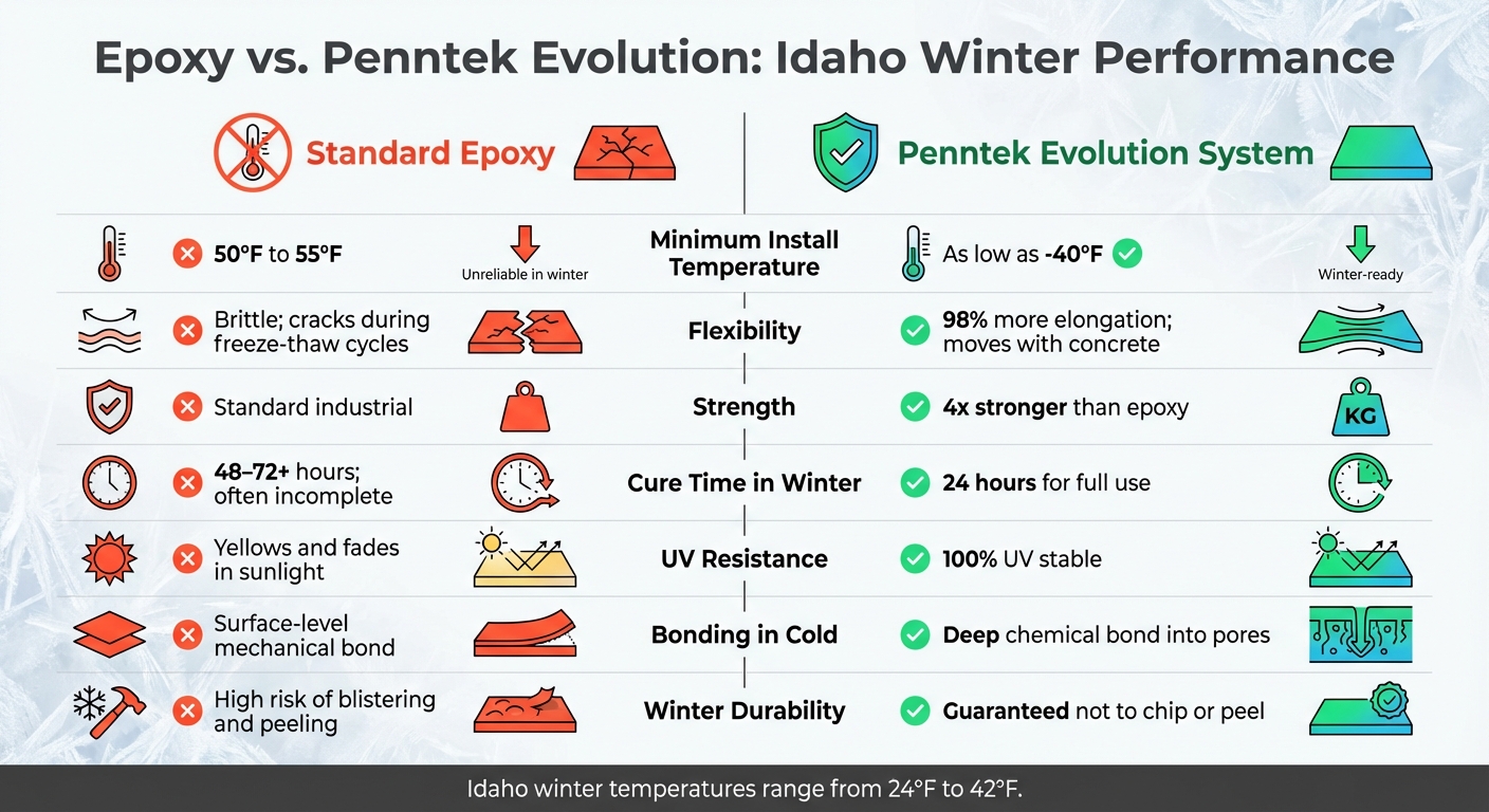 The Truth About Epoxy Flooring In Idaho Winters 6 Epoxy Vs Penntek Evolution Flooring Comparison For Idaho Winters