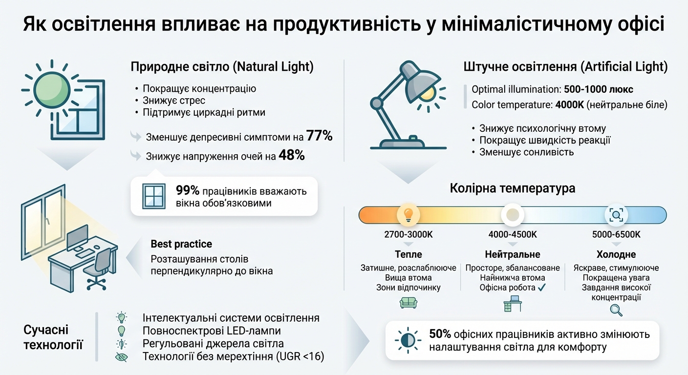 Порівняння типів освітлення для офісної продуктивності