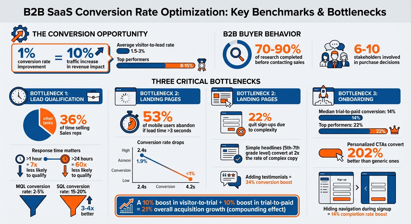 B2B SaaS Conversion Rate Benchmarks and Bottlenecks