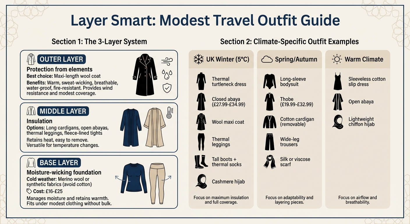 3-Layer Modest Travel Outfit Guide for Different Climates