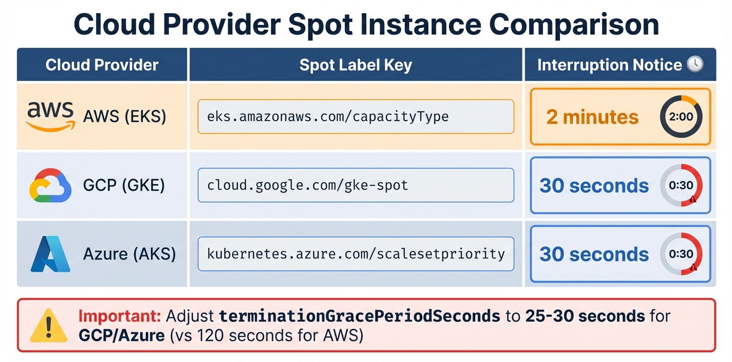 Cloud Provider Spot Instance Comparison: Labels and Interruption Notices