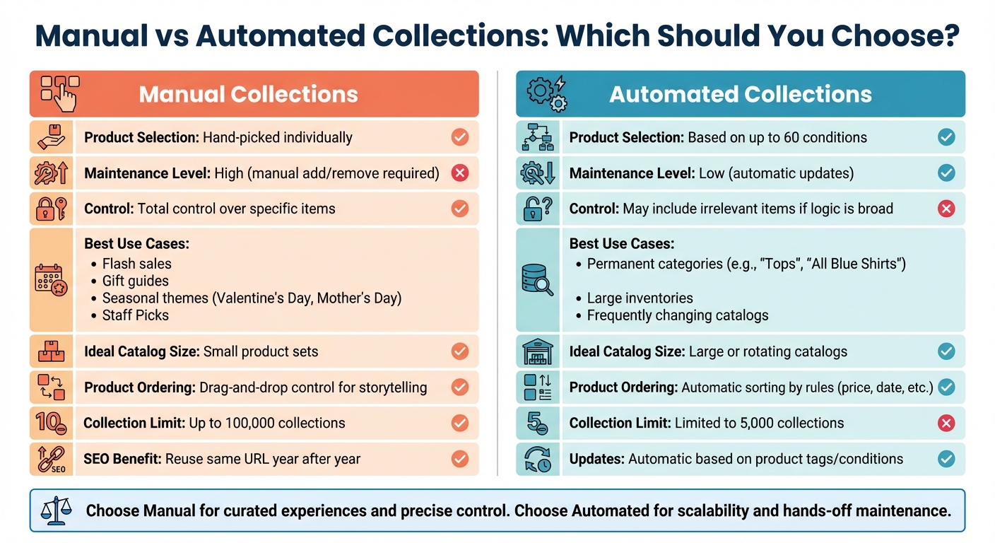 Manual vs Automated Shopify Collections: Feature Comparison Guide