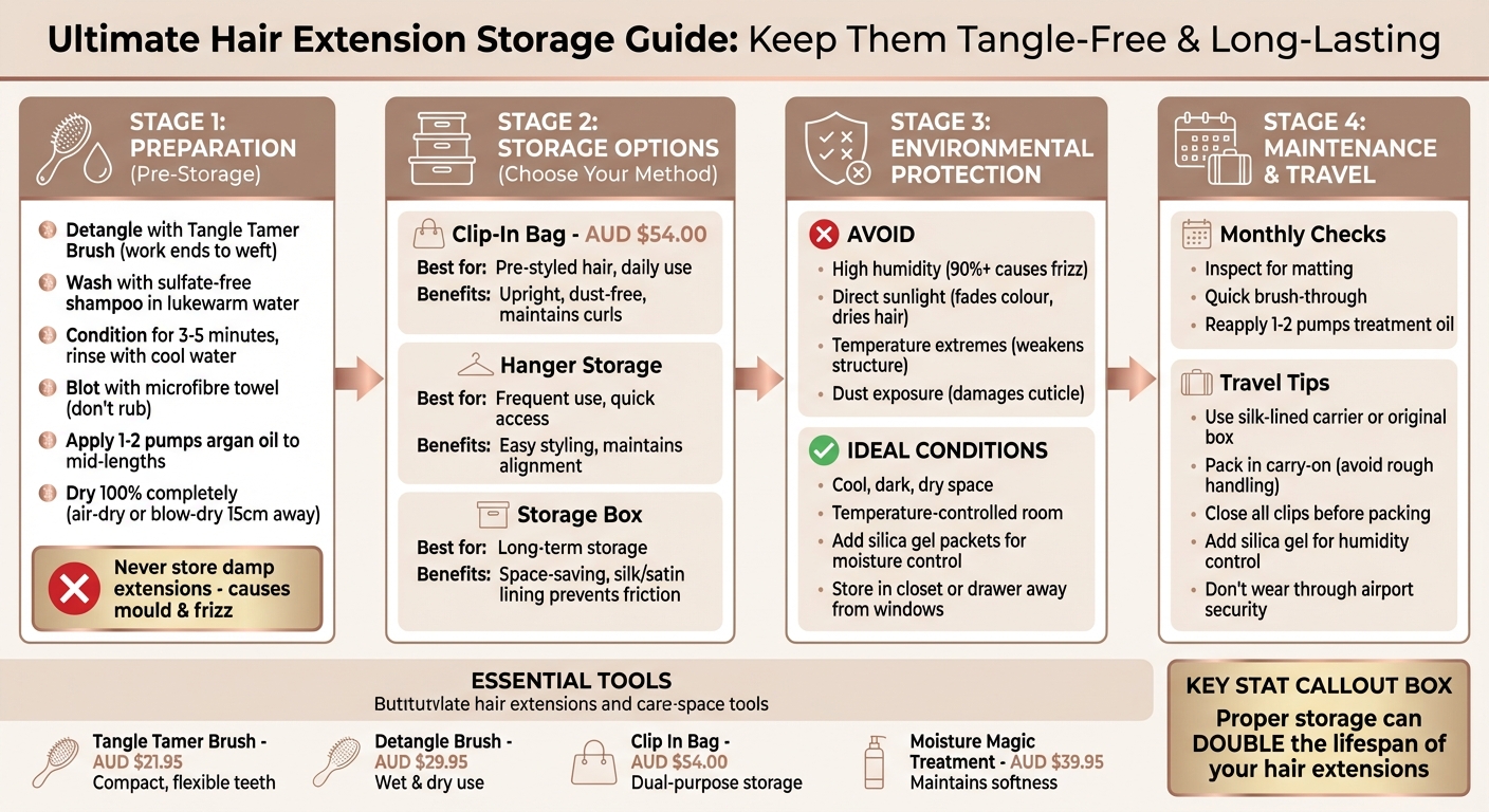 Complete Hair Extension Storage Process: From Cleaning to Long-Term Protection