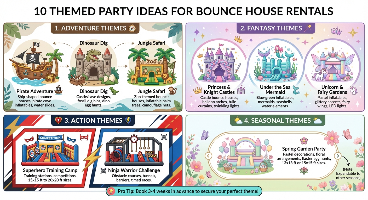 10 Themed Bounce House Party Ideas: Adventure, Fantasy, Action & Seasonal Themes
