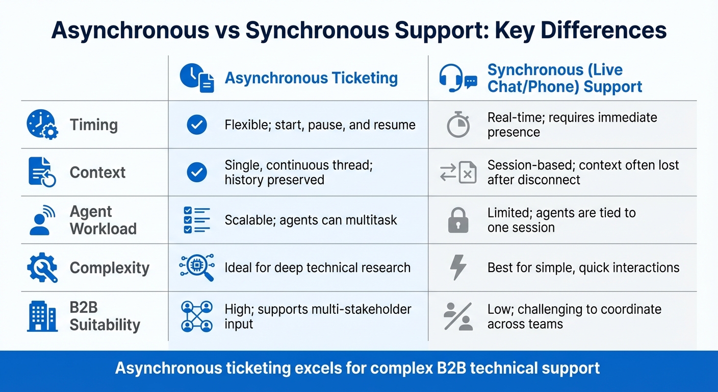Asynchronous Ticketing vs Live Chat for B2B Support Comparison